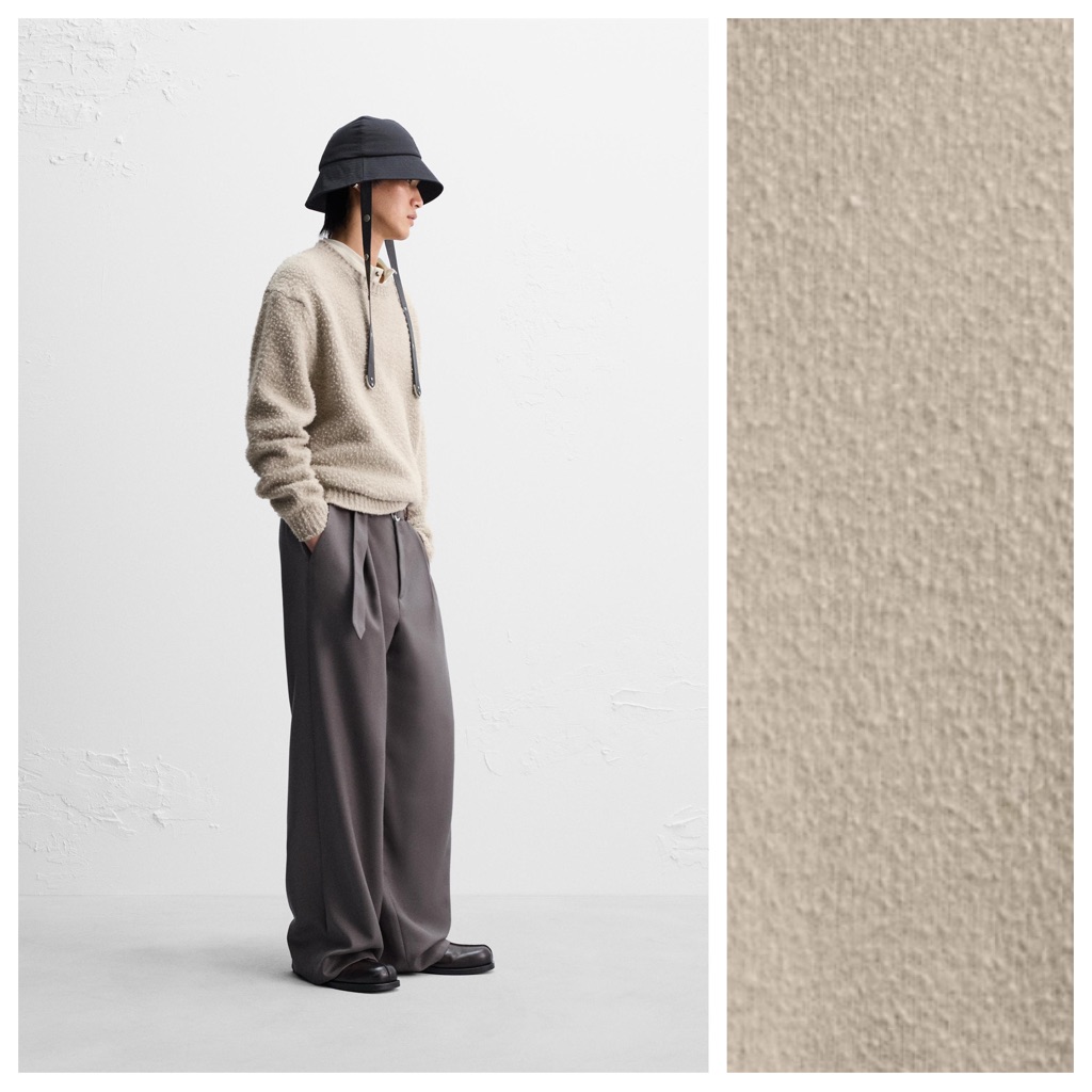 Nwt. Zara Nanushka Man Beige/Gray Wool Blend Fuzzy Boxy Fit Knit Sweater Size M.